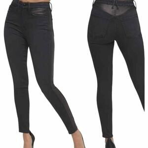 NWT Good American Good Waist Better Than Leather Mix Jeans 18